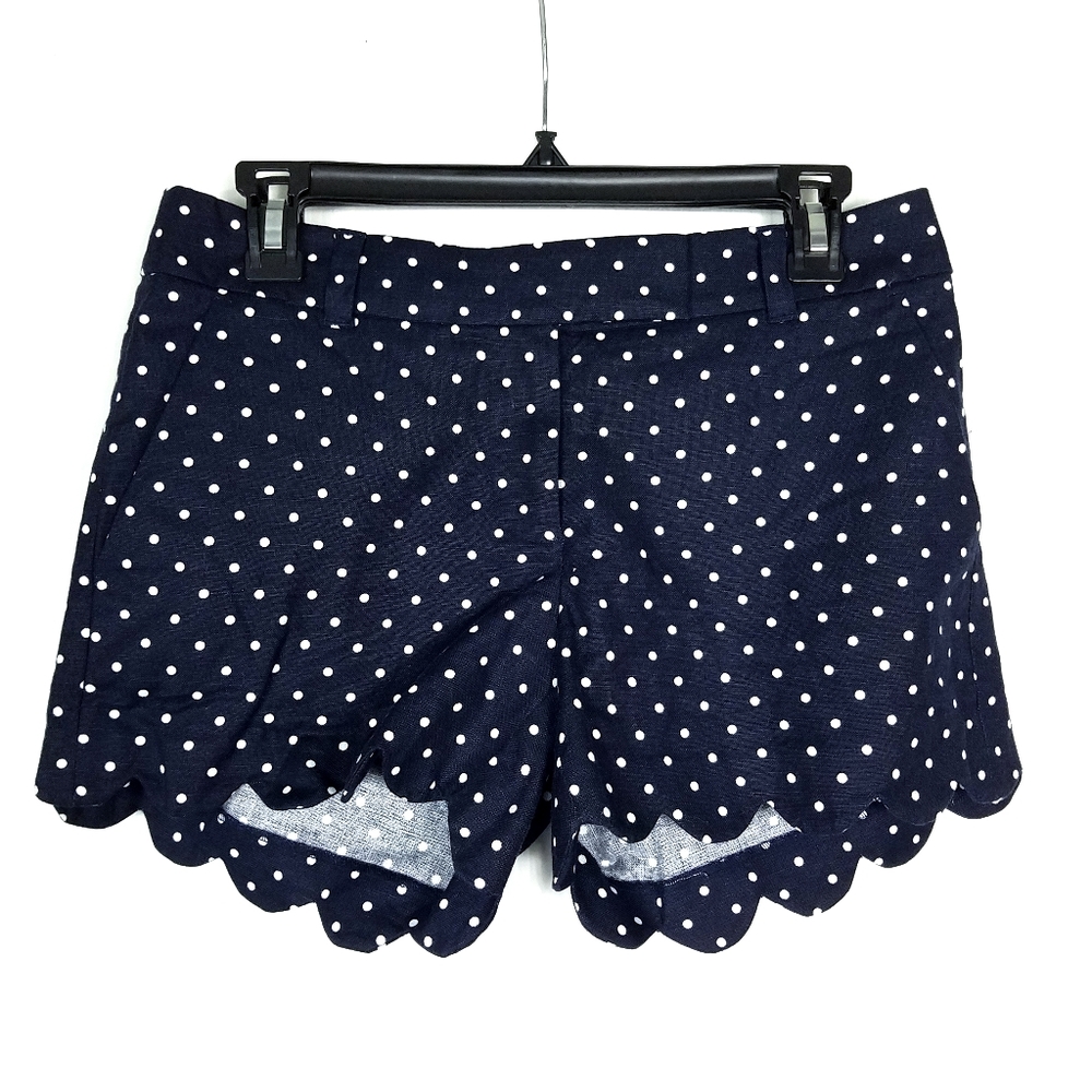 J.Crew Navy Blue White Polka Dot Scalloped Shorts - Picture 2 of 7
